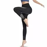 Eono Legging de Sport Femme Anti Cellulite Taille Haute Pantalon de Fitness Yoga sans Couture Medium - Noir