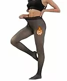 Merlvida Collant Polaire Femme Effet Transparent S-3XL - Collant Thermique Épais, Legging Chaud Femme Hiver - Collants à Taille Haute et Doublés Grande Taille