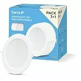 Garza - Pack de 3+1 spots LED encastrables, circulaires, extra-plats, 22 cm, 18 W, lumière neutre 4000K, 1950 lm, 30 000 h, IP20, blanc