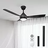 Airwit Silencieux Ventilateur Plafond avec Lumiere LED 106cm, 3 Pales à Clipser, Dimmable Lampe Ventilateur Plafond avec Telecommande pour Chambre Salon Cuisine, Installation Express, Noir