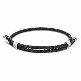 Tommy Hilfiger Jewelry Bracelet pour Homme avec Cuir Tressé Noir à Double Tour - 2790224