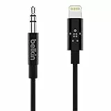Belkin Câble 3,5 mm avec connecteur Lightning de 90 cm (certification MFi, iPhone 13, 13 Pro, 13 Pro Max, 13 mini et modèles antérieurs, noir)