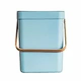KITCHEN MOVE Poubelle de Table en Plastique recyclé 5L BODEN Bleu avec Poignée en Bambou