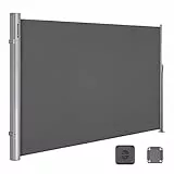 SONGMICS Store latéral en Aluminium Extensible 160 x 350 cm, Brise-Vue, Protection Solaire, occultant, pour Balcon, terrasse, Jardin, Anthracite GSA165G