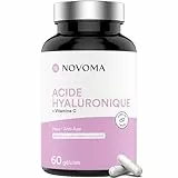 NOVOMA Acide Hyaluronique Pur en Gélules, Anti-Rides & Anti-Âge, 100% naturel, Cure de 1 mois, Breveté ExceptionHYAL® Star, 60 Capsules Vegan, Avec Vitamine C, Fabriqué en France