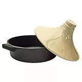COOK CONCEPT, KC25801, Tajine en Fonte d'Aluminium Ronde Antiadhésif, Compatible Induction, Idéal pour Cuisson Lente, Plat de Cuisson Pratique, 28 cm, Noir/Beige