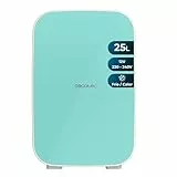 Cecotec Mini Réfrigérateur Bolero MiniCooling 25L Bahamas Mint. Design compact, polyvalent 12V-220V, refroidit jusqu'à 7ºC et chauffe jusqu'à 65ºC, idéal pour voyages.
