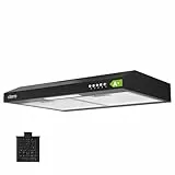 Ciarra Hotte Aspirante 60cm Classe A+ - 220 m³/h - Hotte Casquette - Évacuation ou Recyclage - Filtre au Charbon Inclus - Éclairage LED - Noir - CBCB6903D