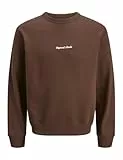 JACK & JONES Jornorrebro EMB Sweat Crew Noos, Acajou, L Homme