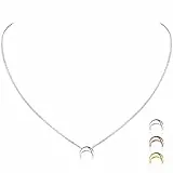 ChicSilver Collier Ras de Cou Femme en Argent Sterling 925 avec Petit Pendentif Lune,Colliers Femem Argent Enfant Fille - Chaîne Courte 40+5 cm Bijoux Cadeau Noël