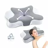 JINXIA Oreiller Cervical pour Dormir,Oreiller Orthopédique Ergonomique pour Le Soutien du Cou,Oreiller en Mousse à Mémoire de Forme pour Les Personnes Dormant sur Le Côté/Le Dos/Le Ventre, Gris/Blanc