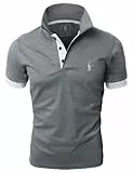 GLESTORE Polo Homme Golf Tennis Manche Courte Casual Sport T-Shirt Coton Vetement Gris L