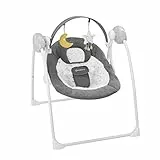 Badabulle Balancelle Electrique Confort Moonlight, 5 vitesses de balancement, Pliage ultra compact, Minuterie, 12 Musiques intégrées et Arche de jeux amovible
