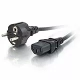 C2G Câble d'alimentation de 2M (IEC320C13 à CEE 7/7 Schuko) 6 pi Convient pour PC, Moniteurs, Appareils électroménagers. Cordon d'alimentation, Noir