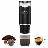 Machine à Cafe Portable, BESCOST Cafetière Portable 3 en 1 Compatible avec les Capsules Espresso et Poudre de Café, 12V Rechargeable Pour Voyage, Camping, Voiture, Maison (Noir)