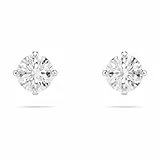 Swarovski Clous d'oreilles Attract, Taille ronde, Blanches, Métal rhodié