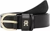 Tommy Hilfiger Ceinture Femme Essential Effortless 2,5 cm Cuir, Noir (Black), 90 cm
