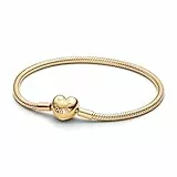 Pandora Moments 563050C00-18 Bracelet à maille serpent avec fermoir en forme de cœur Alliage plaqué or, 18 cm, Métal, No Gemstone