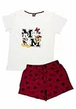 Pyjama Disney Minnie Mouse pour femme - Ensemble pyjama à manches courtes avec short - Blanc/rouge, blanc/rouge, XL
