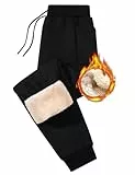 PASUDA Pantalon Jogging Polaire Homme Hiver Coton Pantalon Chaud Pantalons de Sport Thermique Taille Élastique Doublé Sherpa avec Poches Pantalon de Survêtement Décontracté (Noir, L)