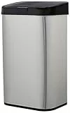 Amazon Basics Poubelle automatique en acier inoxydable, Rectangulaire, 60 litres, Argenté/Noir