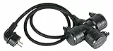 Electraline 55095 Rallonge pour chantier - Câble H07RN-F3G1.5 - Avec 3 prises en caoutchouc - IP44 - Pour l'extérieur - Noir - 1 m