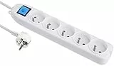 Electraline Basic 32006 Bloc Multiprises 5 Prises + Interrupteur Longueur 1,5 m Section 3G1 mm² Blanc