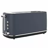 TERRAILLON - NEW MOON- Grille pain long, 2 Fentes extra larges, 6 niveaux puissance (1550W) - Décongélation, Réchauffage, Arrêt automatique, Tiroir ramasse miettes, Corps en Inox peint, Bleu