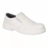 Portwest Homme Steelite Slip On Safety Shoe S2 cuisinier boucher charcutier  chaussures de cuisine, Blanc, 38 EU