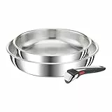 Tefal Ingenio Preference On Lot de 2 Poêles 24/28 cm + poignée amovible, Induction, Acier inoxydable, Empilable, Compatible lave-vaisselle, Fabriqué en France L9759002