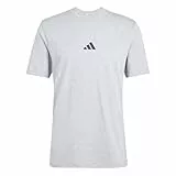 adidas Homme Essential Three Stripes Single Jersey Tee, Medium Grey Heather/Black, XL