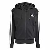 adidas Homme Essential Three Stripes Fleece Zipper Hoodie, Black/White, S