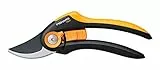 Fiskars Sécateur à Lame Franche, Plus SmartFit, P541, Pour Branches et Rameaux Frais, Revêtement Antiadhésif, Lames en Acier Inoxydable, Longueur : 20,1 cm, Noir/Orange, 1057169