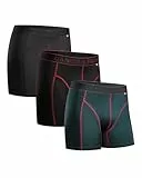 DANISH ENDURANCE Boxer Homme Sport Respirant et Doux, Anti-Frottement, Lot de 3, De Plusieurs Couleurs - Lot de 3 (1 X Noir, 1 X Vert/Violet, 1 X Noir/Rouge), M