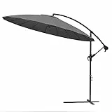 vounot® Parasol Déporté de Jardin 3M avec Manivelle Anti-Retour 18 Baleines en Fibre de Verre Parasol Inclinable Toile avec Protection UV Inclus Housse de Protection Gris
