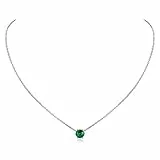 ChicSilver Collier Ras de Cou Femme Argent,Pendentif Pierre Émeraude de Synthèse Brillante, Chaine Courte Réglable 40+5cm,Bijoux Fantaisie Original Idée Cadeau Femme Fille Maman Anniversaire Noel