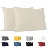 Dreamzie Taie Oreiller 30x50 cm (Lot de 2) 100% Coton Jersey 150 GSM - Beige - Taie d'oreiller 30 x 50 Coton - Housse de Coussin Résistant et Hypoallergénique pour Oreiller
