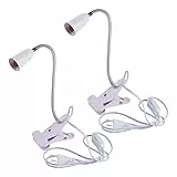 TIMESETL Lampe avec Pince E27 2Pcs Lampe de Bureau a Pince avec Interrupteur Flexible pour Lit Lampes de Table à Pinces, Lampes Spot Pinces, Réglable 360 ° Col de Cygne, Sans Ampoules