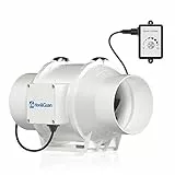 Hon&Guan Ventilateur d'extraction 125mm Extracteur d'Air avec Contrôle de Vitesse Variable, Extracteur d'air de Conduit pour Sous-sol, Garage, Imprimante 3d, Gravure Laser