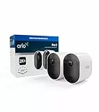 Arlo Pro 5 2K, Caméra de Surveillance WiFi Extérieure Sans Fil,Batterie rechargeable longue durée, Vision Nocturne Couleur Avancée, Sirène, Essai Arlo Secure Inclus, 2 Caméras Blanc