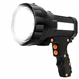 YBQZ Lampe Torche Led Ultra Puissante Rechargeable USB 35W 10000 mah avec Lumière Latérale Lampe de Poche Etanche Haute Puissance (Noir)