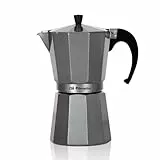 Orbegozo KFS 620, machine à café italienne, capacité de 6 tasses, poignée ergonomique, convient aux cuisinières à gaz, électriques et vitrocéramiques, aluminium, soupape de sécurité