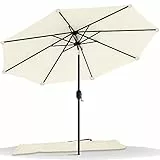 vounot Parasol de Jardin Parasol Inclinable 270cm Toile Protection UV pour Balcon Patio Terrasse Exterieur Beige