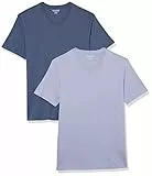 Amazon Essentials T-Shirts Col en v à Manches Courtes Homme, Lot de 2, Bleu Foncé/Lavande, XL