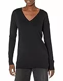 Amazon Essentials Pull Tunique Léger À Manches Longues Et Col En v (Disponible En Grande Taille) Femme, Noir, XL