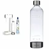 Philips ADD4902WH/10 GoZero Sparkling Water Maker Machine à Soda, Plastique, 1 Liter, Blanc & ADD912/10 GoZero Sparkling Water Maker Bottle Bouteille, Plastique, 1 Liter, Transparent