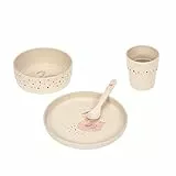 LÄSSIG Set de vaisselle pour enfants (assiette, gobelet, bol, cuillère) sans mélamine, sans BPA, pour lave-vaisselle et micro-ondes/Dish Set Little Water Swan