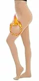 Hiltzo Collants Chauds pour Femmes Hiver Extensible épais Polaire Taille Haute Thermique Collant D'hiver, couleur chair,l-xl