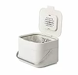 Joseph Joseph Stack 4- Poubelle pour les déchets alimentaires avec couvercle et Filtre Anti-Odeurs, Bac à compost de cuisine avec poignée, Gris Pierre, 4 L