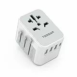 TESSAN Adaptateur Prise Universelle avec 3 USB et 1 Type C, Adaptateur Universel de Voyage France vers Anglaise UK Irlande USA Canada Australie Chine Japon Thaïlande